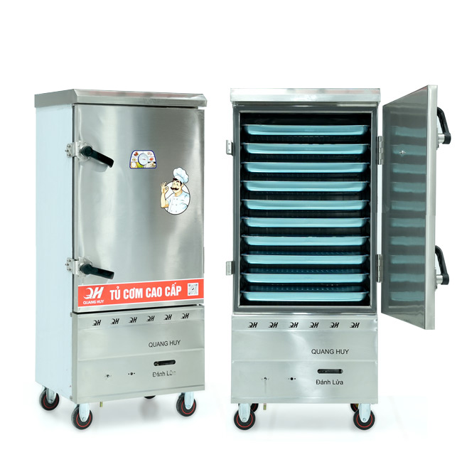 Tủ cơm 10 khay điện gas hấp từ 35kg Gạo/mẻ không điều khiển