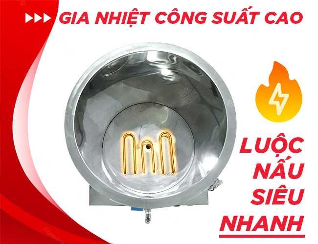 Bên trong nồi nấu phở điện inox Quang Huy
