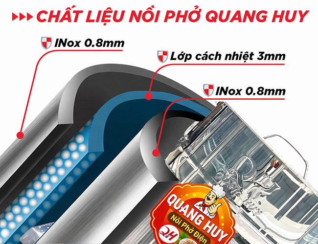Chất liệu bộ 3 nồi phở Quang Huy