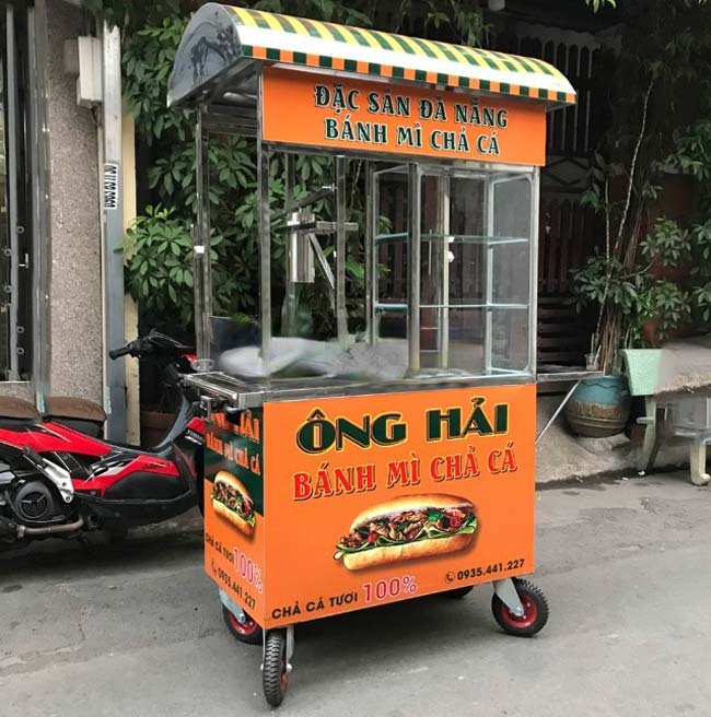 Xe bánh mì Chả Cá mái vòm 1m CC1000-V