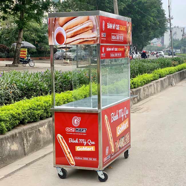 Xe bánh mì que 1m mái bằng Q1000-B