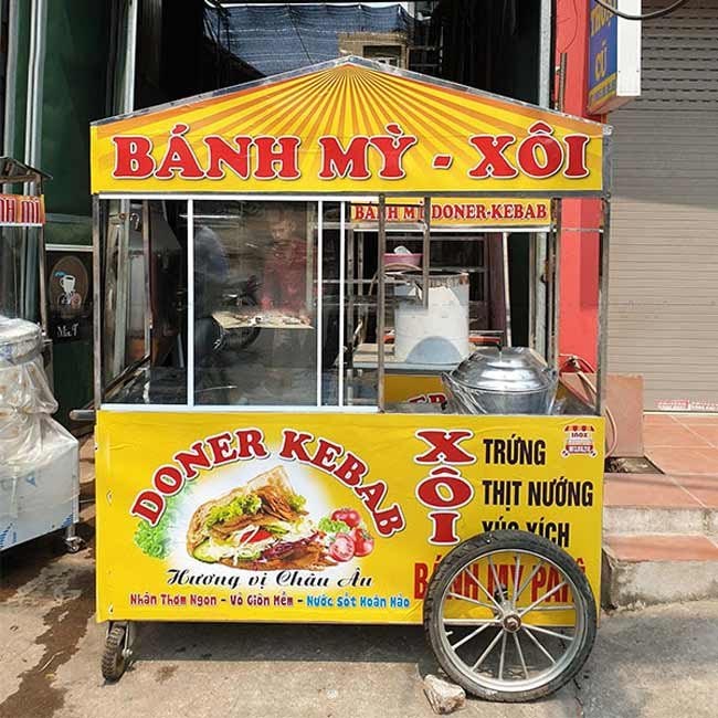 xe bánh mì xôi mái cách điệu