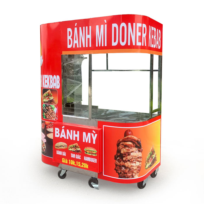 Xe bánh mì kebab kính cong