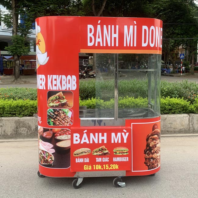 Xe bánh mì kebab kính cong