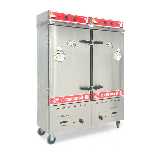 Tủ cơm 24 khay điện gas hấp từ 80kg Gạo/mẻ có điều khiển