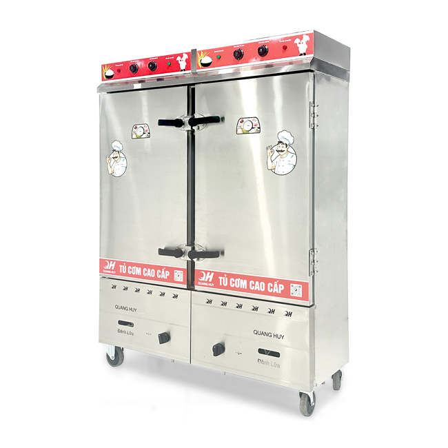 Tủ cơm 24 khay điện gas hấp từ 80kg Gạo/mẻ có điều khiển