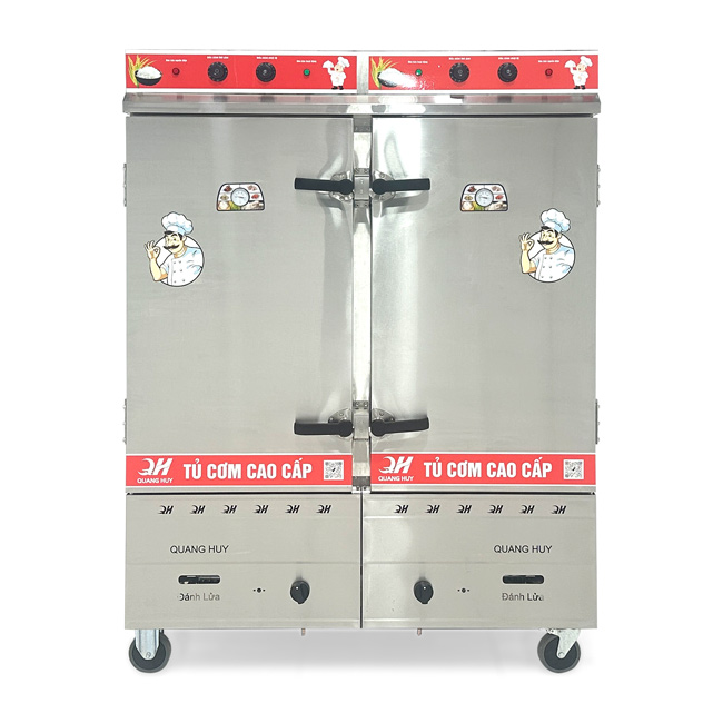 Tủ cơm 24 khay điện gas hấp từ 80kg Gạo/mẻ có điều khiển