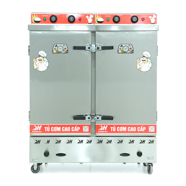 Tủ cơm 24 khay điện gas hấp từ 80kg Gạo/mẻ có điều khiển
