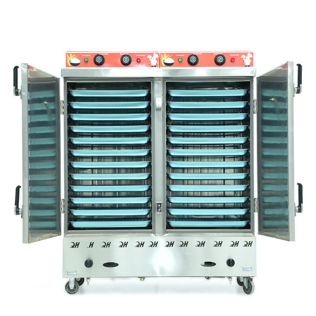 Tủ cơm 24 khay điện gas hấp từ 80kg Gạo/mẻ có điều khiển