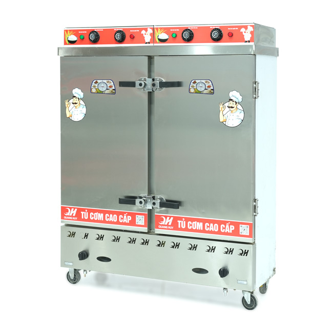 Tủ cơm 24 khay điện gas hấp từ 80kg Gạo/mẻ có điều khiển