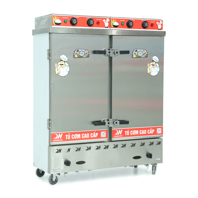 Tủ cơm 24 khay điện gas hấp từ 80kg Gạo/mẻ có điều khiển