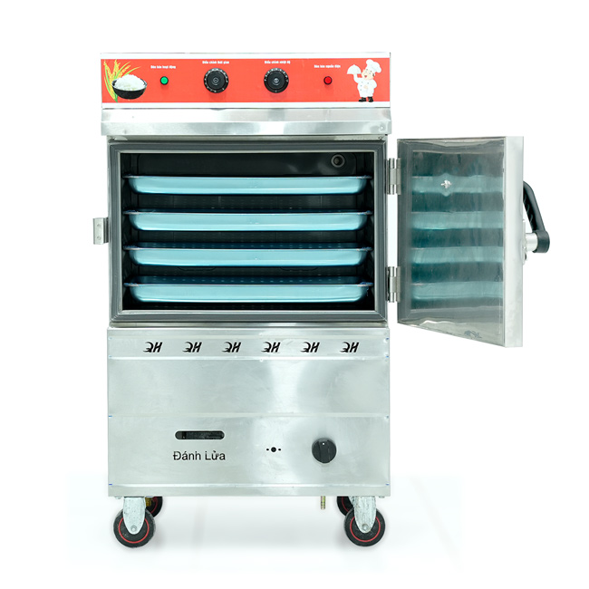 Tủ cơm 4 khay điện gas hấp từ 13kg Gạo/mẻ có điều khiển