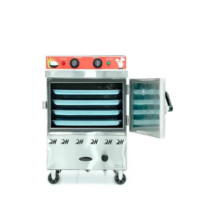Tủ cơm 4 khay điện gas hấp từ 13kg Gạo/mẻ có điều khiển