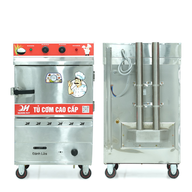Tủ cơm 4 khay điện gas hấp từ 13kg Gạo/mẻ có điều khiển