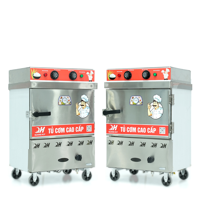 Tủ cơm 4 khay điện gas hấp từ 13kg Gạo/mẻ có điều khiển
