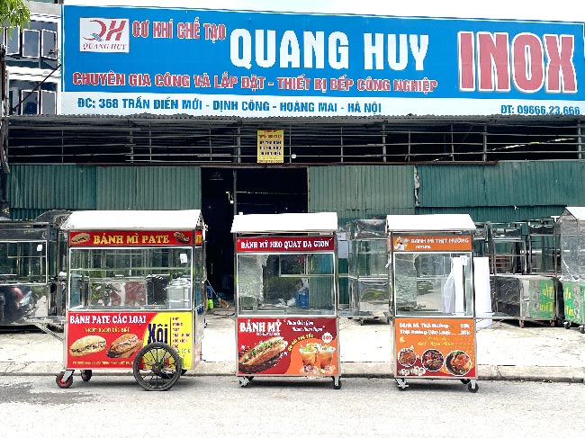 xưởng sản xuất xe bánh mì quang huy