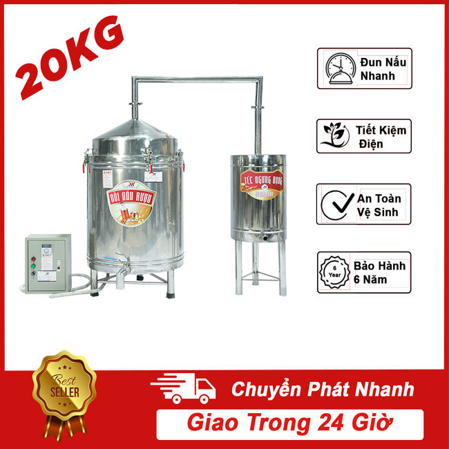 Nồi nấu rượu bằng điện từ 20kg gạo/mẻ