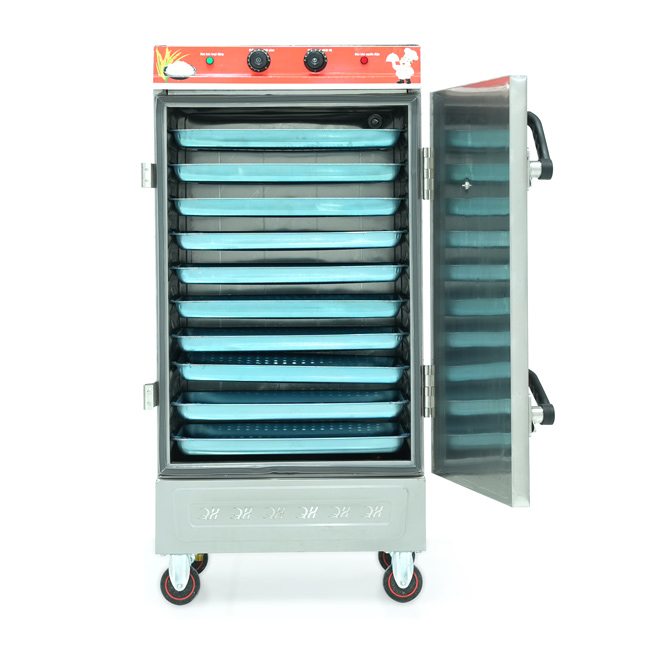 Tủ cơm 10 khay điện hấp từ 35kg Gạo/mẻ có điều khiển