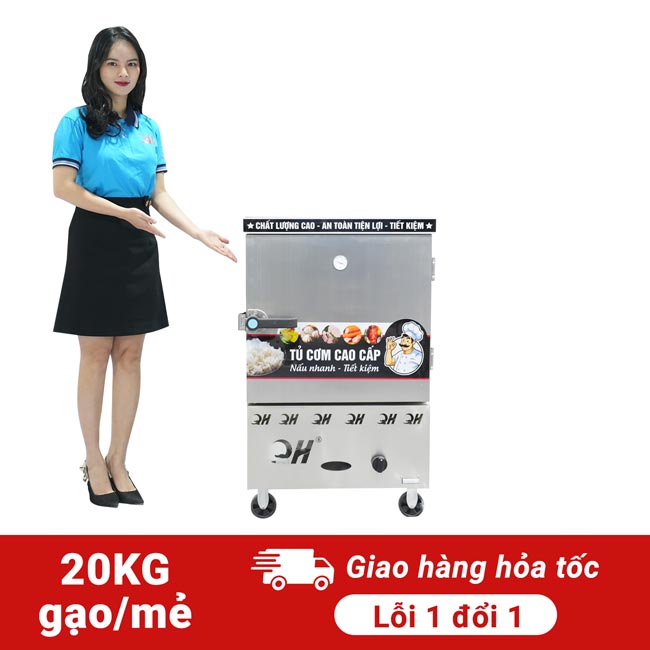 Tủ cơm 6 khay điện gas hấp từ 20kg Gạo/mẻ không điều khiển