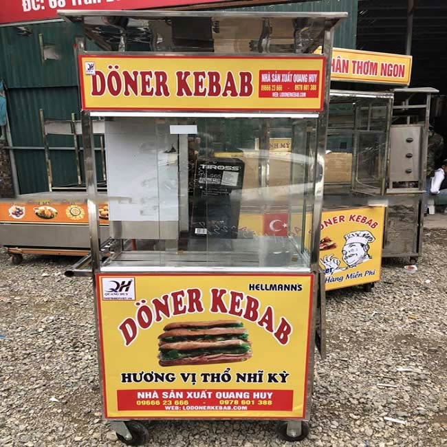 Xe doner kebab mini vàng nâu