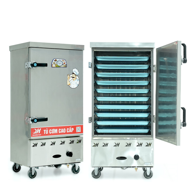 Tủ cơm 10 khay gas hấp từ 35kg Gạo/mẻ