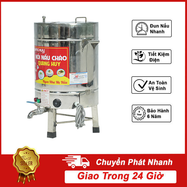 Nồi Nấu Cháo Công Nghiệp 30L nấu 3kg gạo/mẻ