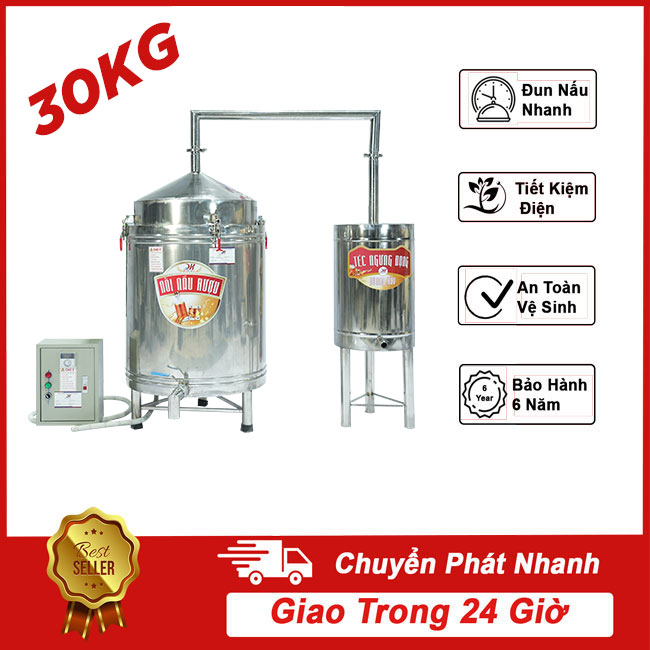 Nồi nấu rượu bằng điện từ 30kg gạo/mẻ