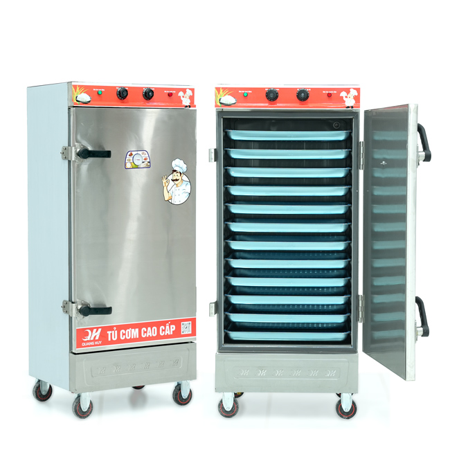 Tủ cơm 12 khay điện hấp từ 40kg Gạo/mẻ có điều khiển