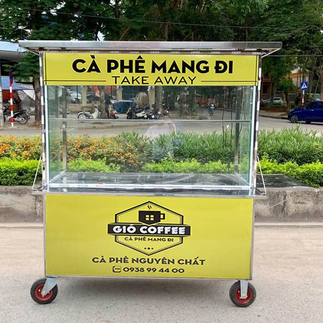 Xe cà phê mang đi decal vàng