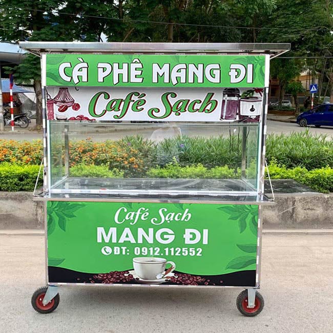 Xe cà phê mang đi xanh lá