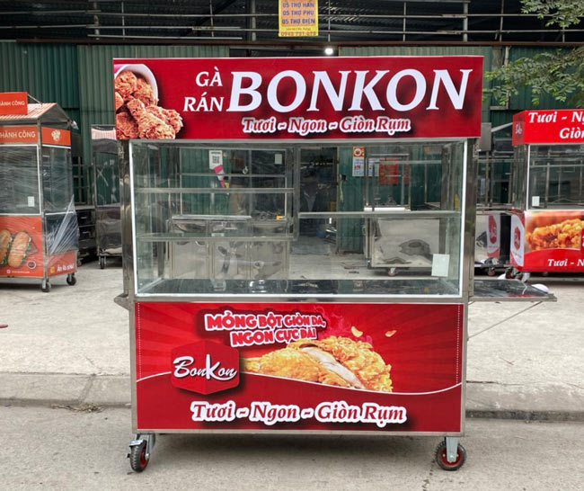 xe đẩy bán gà rán bonkon