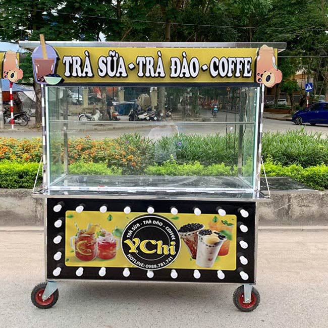 Xe trà coffee inox vàng đen