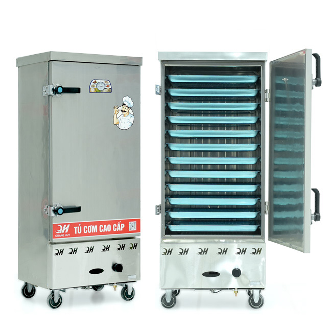 Tủ cơm 12 khay điện gas hấp từ 40kg Gạo/mẻ không điều khiển