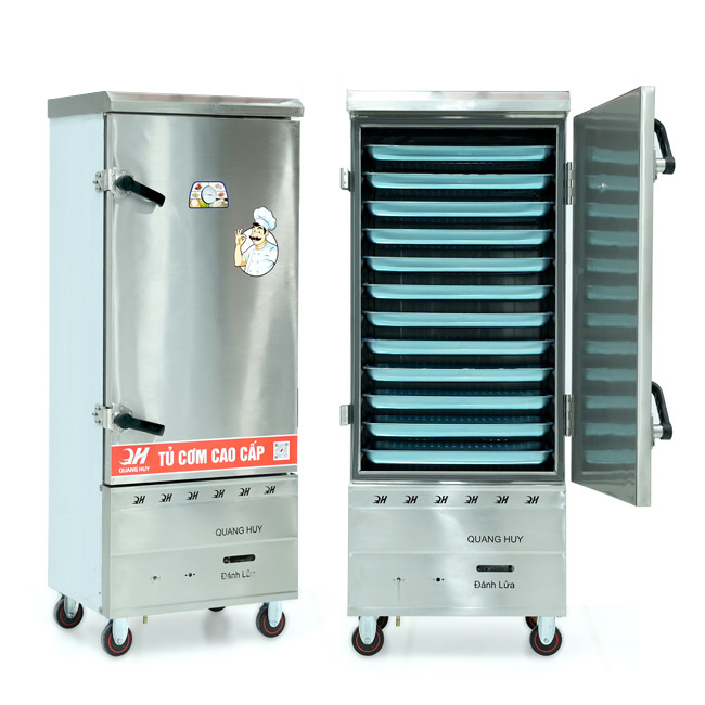 Tủ cơm 12 khay điện gas hấp từ 40kg Gạo/mẻ không điều khiển