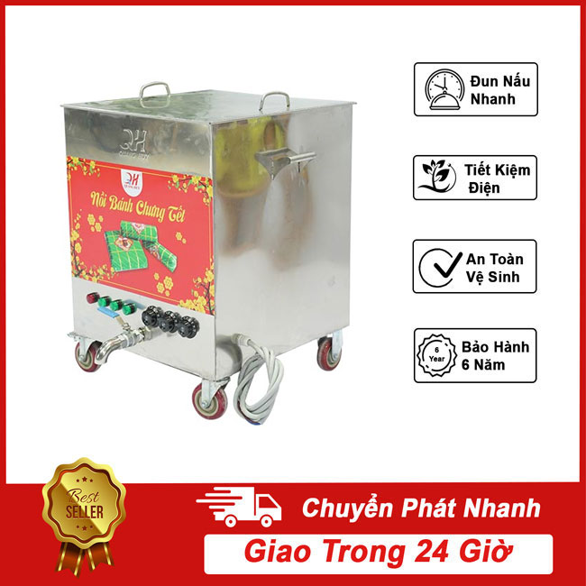 Nồi Bánh Chưng 100L Luộc từ 40 Chiếc/Mẻ Chỉ 7 Giờ