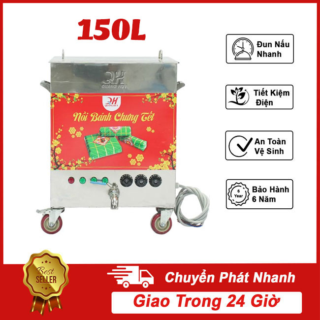 Nồi Bánh Chưng 150L Luộc từ 65 Chiếc/Mẻ Chỉ 7 Giờ