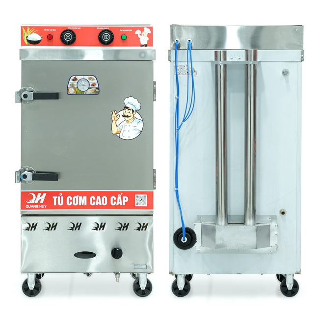 Tủ cơm 8 khay điện gas hấp từ 26kg Gạo/mẻ có điều khiển