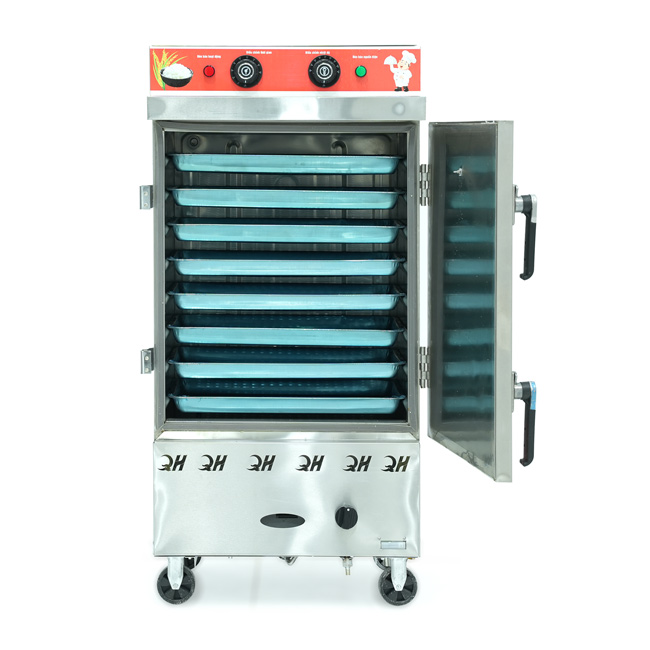 Tủ cơm 8 khay điện gas hấp từ 26kg Gạo/mẻ có điều khiển