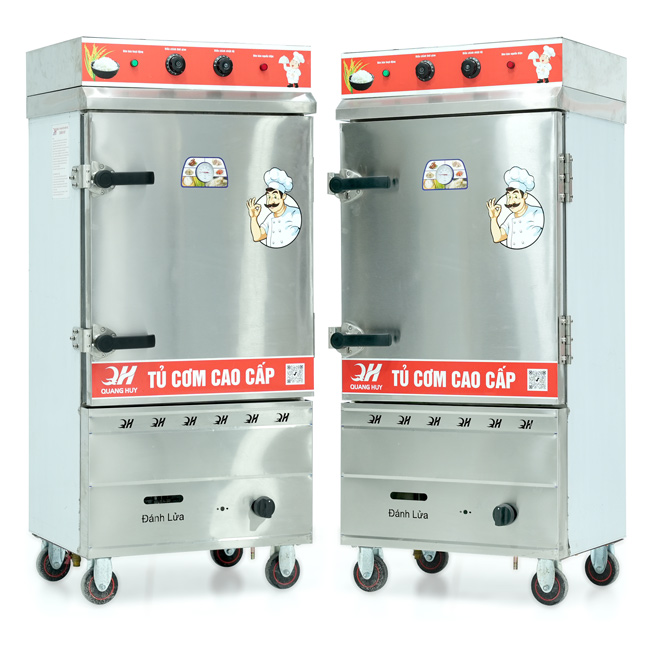 Tủ cơm 8 khay điện gas hấp từ 26kg Gạo/mẻ có điều khiển