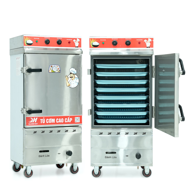 Tủ cơm 8 khay điện gas hấp từ 26kg Gạo/mẻ có điều khiển