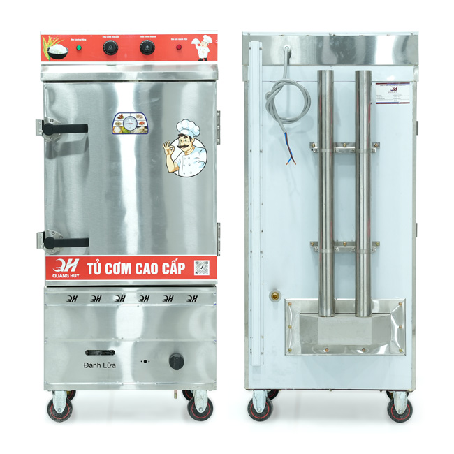 Tủ cơm 8 khay điện gas hấp từ 26kg Gạo/mẻ có điều khiển