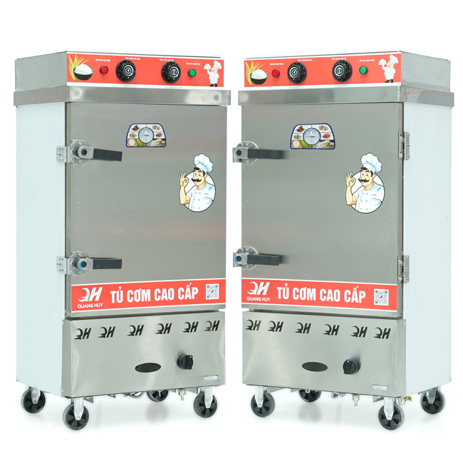 Tủ cơm 8 khay điện gas hấp từ 26kg Gạo/mẻ có điều khiển
