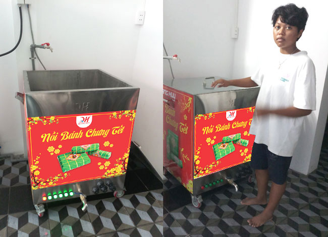 nồi điện nấu bánh chưng 300L an toàn