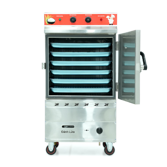 Tủ cơm 6 khay điện gas hấp từ 20kg Gạo/mẻ có điều khiển