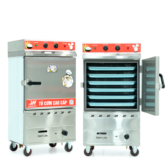 Tủ cơm 6 khay điện gas hấp từ 20kg Gạo/mẻ có điều khiển
