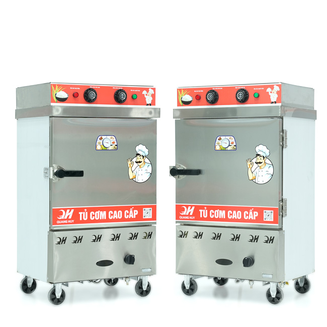 Tủ cơm 6 khay điện gas hấp từ 20kg Gạo/mẻ có điều khiển