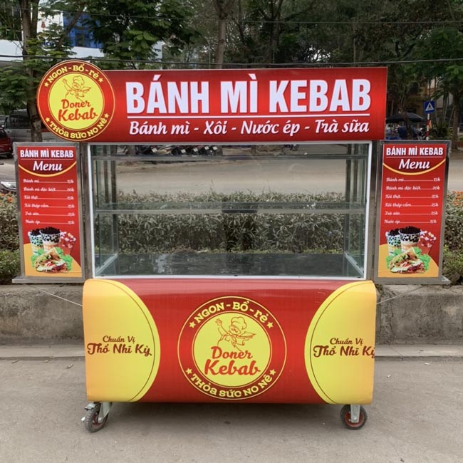 Decal xe bánh mì có mái che