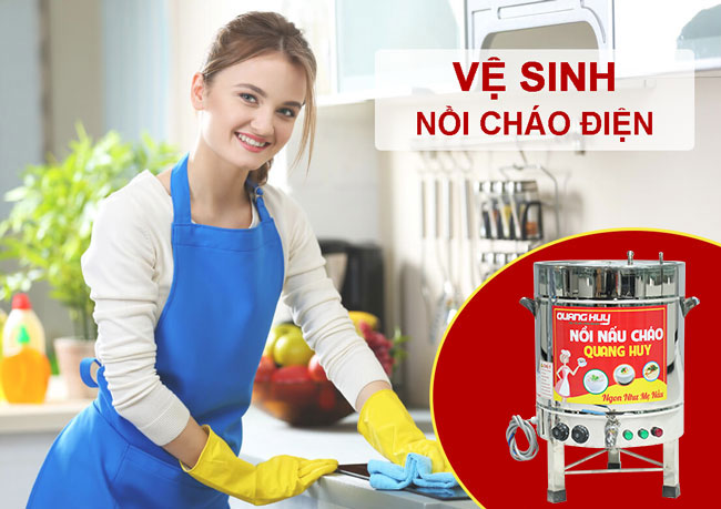 vệ sinh nồi điện nấu cháo 80L