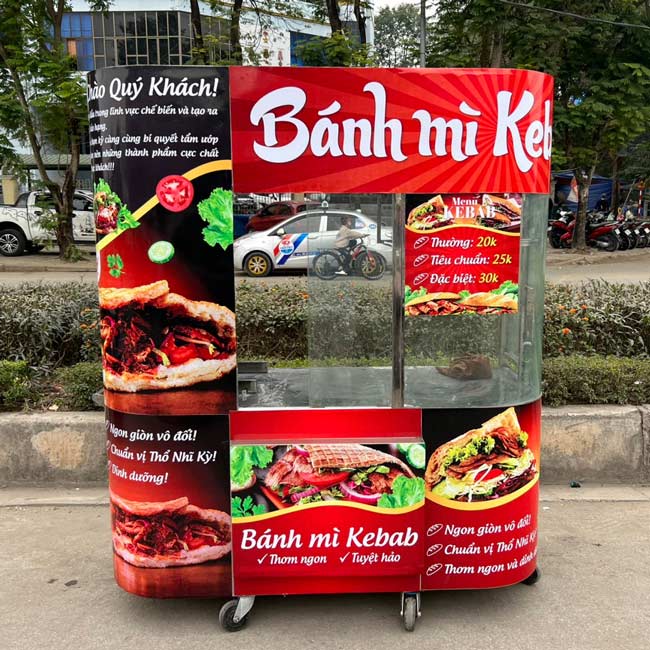 Xe bánh mì có mái che kính cong