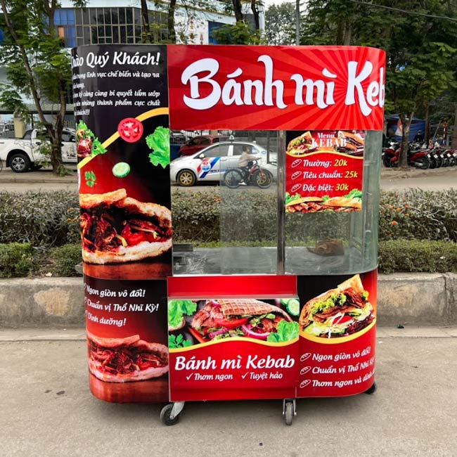 xe bánh mì TNK kính cong